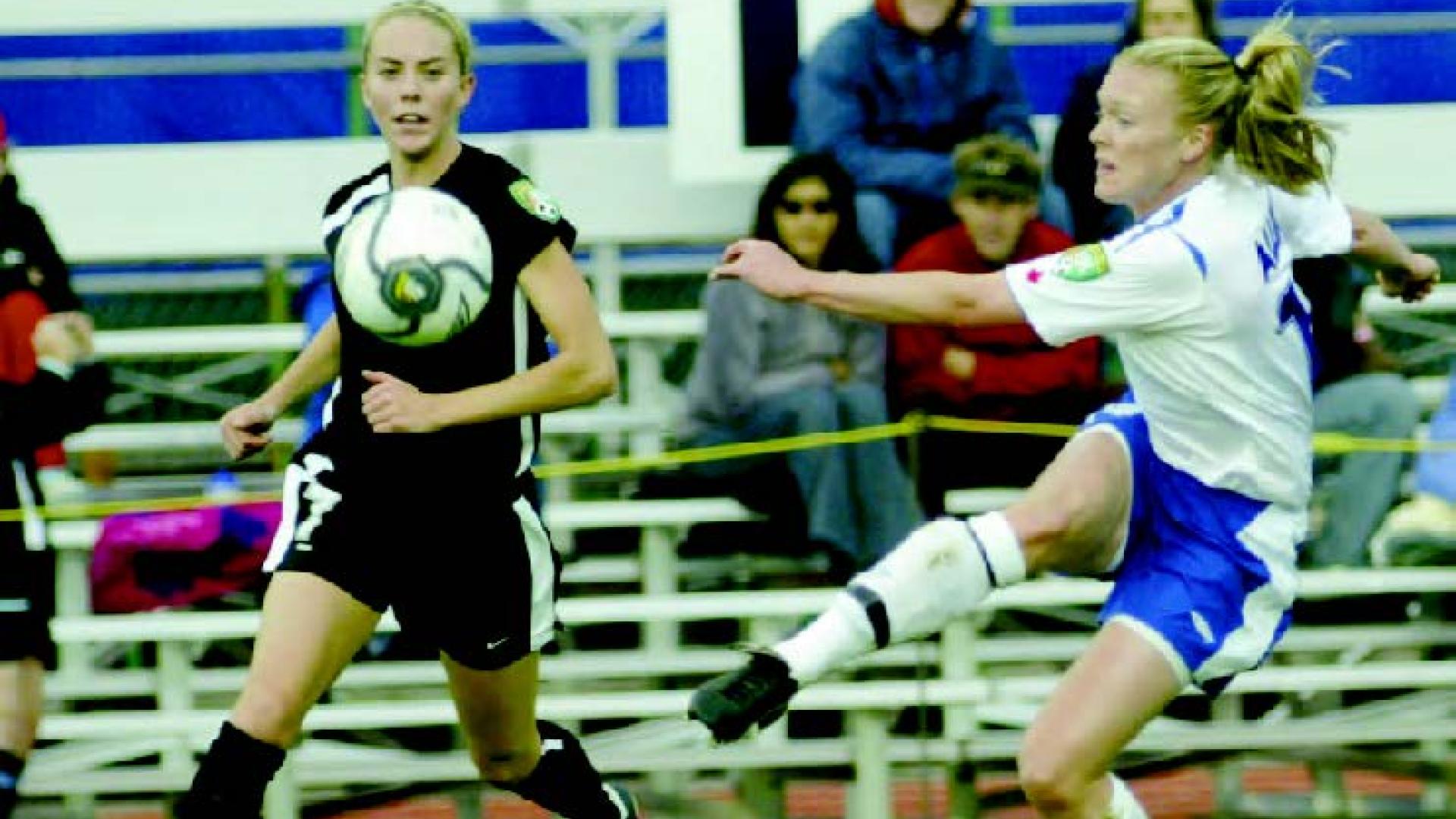 Amber Allen participates in a game of soccer with the Vancouver Whitecaps.